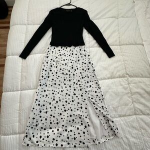 Ted Baker Elegant Black and White Polka Dot Dress